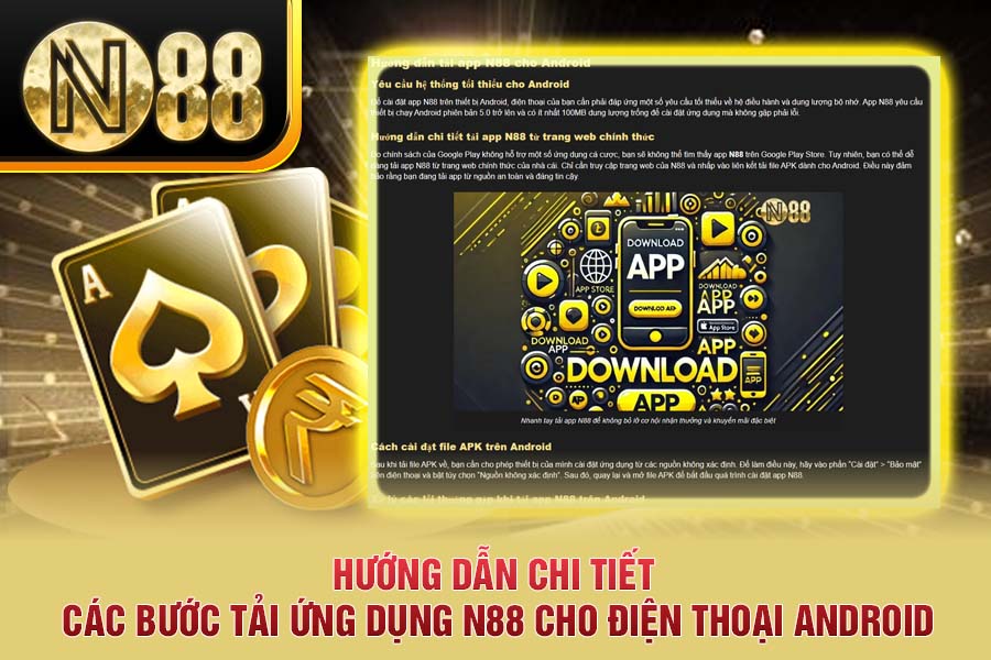 Hướng dẫn chi tiết các bước tải ứng dụng N88 cho điện thoại Android